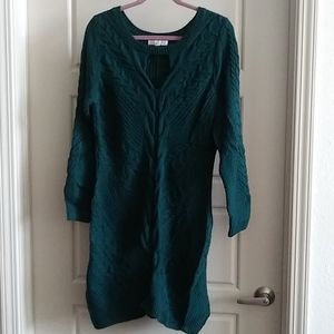 Hunter Green Cableknit Bodycon Sweater Dress